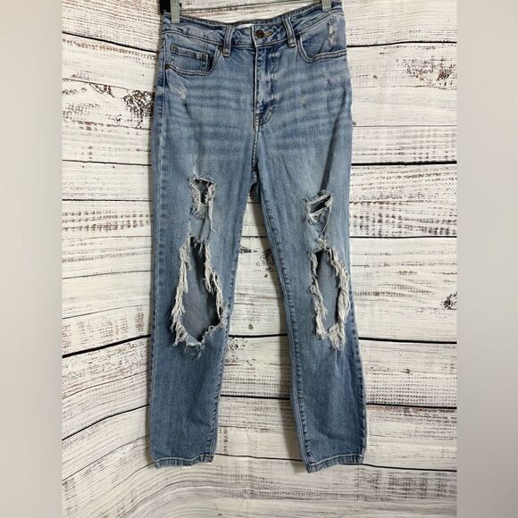 Oasis by eunina jeans Womens size 3 ripped denim Distressed Blue Casual Boho - Picture 4 of 12